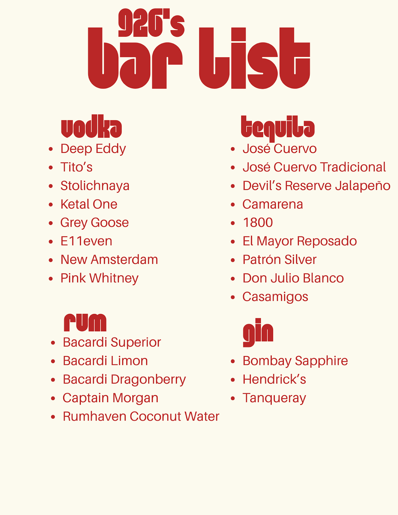 Barlist Page 1